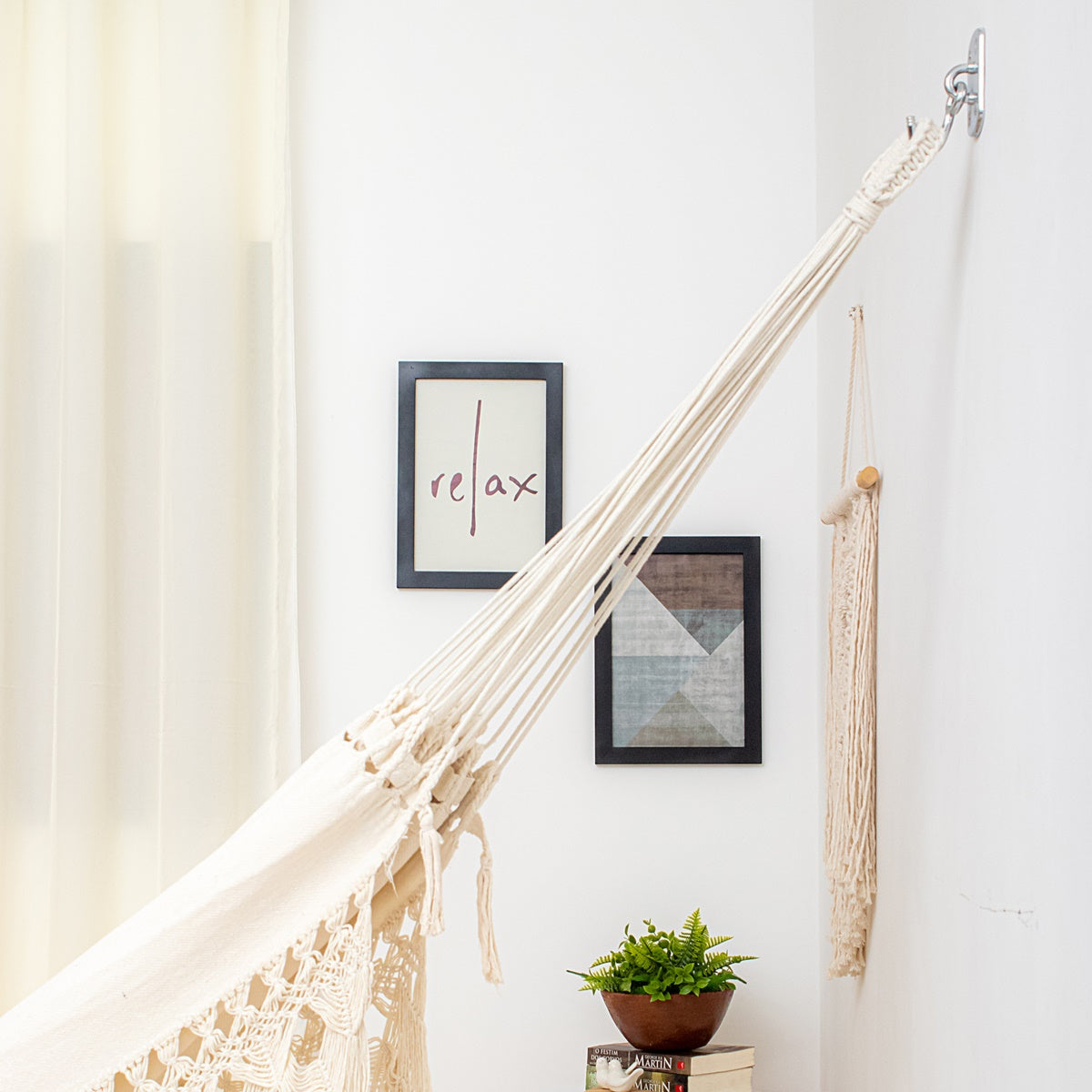 Beige Hammock With Handcrafted Macramé – 165in x 65 in
