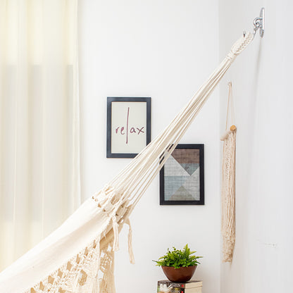Beige Hammock With Handcrafted Macramé – 165in x 65 in